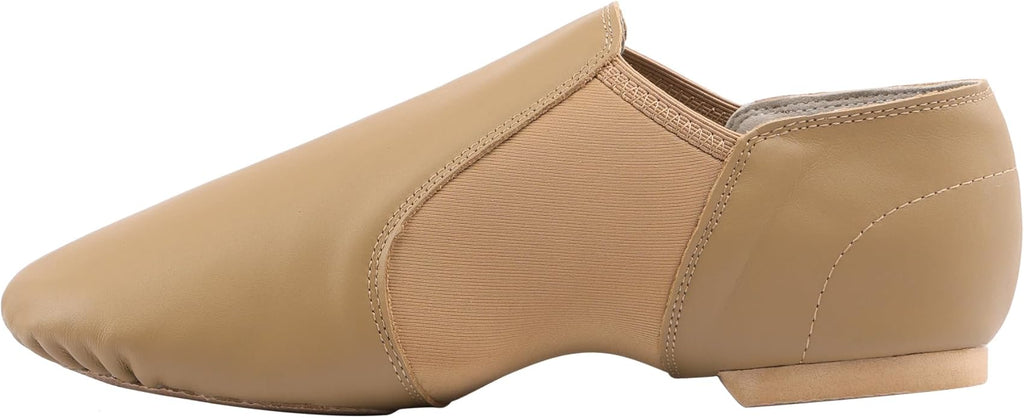 Linodes Leather Jazz Shoe Slip-on for Women Men Dance Shoes Brown 10.5M