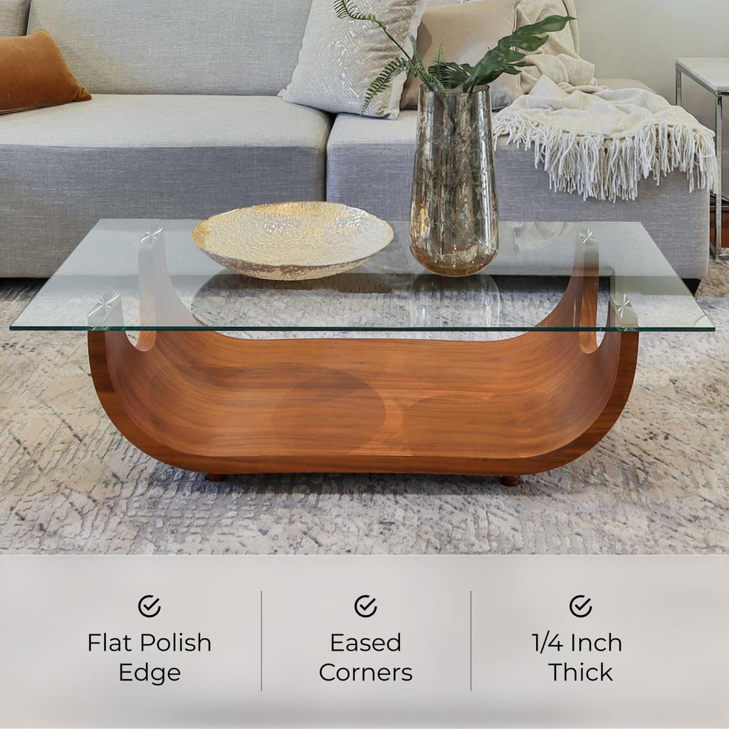 42 x 72" Tempered Glass Table Top with 1/4" Thickness, Flat Polished Edge and Safety Corners Clear Surface Replacement for Dining, Coffee or Office Tables Scratch Resistant by Fab Glass and Mirror