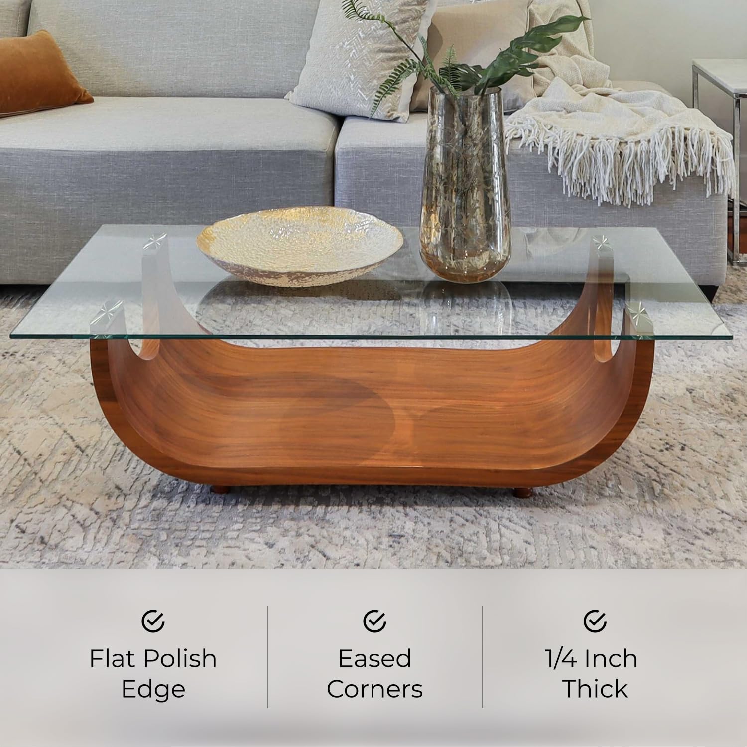 Clear Rectangle Tempered Glass Table Top 24" x 48", 1/4" Thick Flat Polished Edge, Scratch Resistant, Easy Clean Replacement for Dining, Coffee, or Office Tables – Fab Glass and Mirror