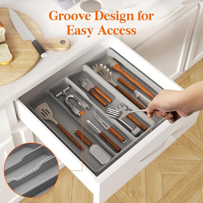 Lifewit Utensil Organizer for Kitchen Drawer, Expandable Cooking Tray