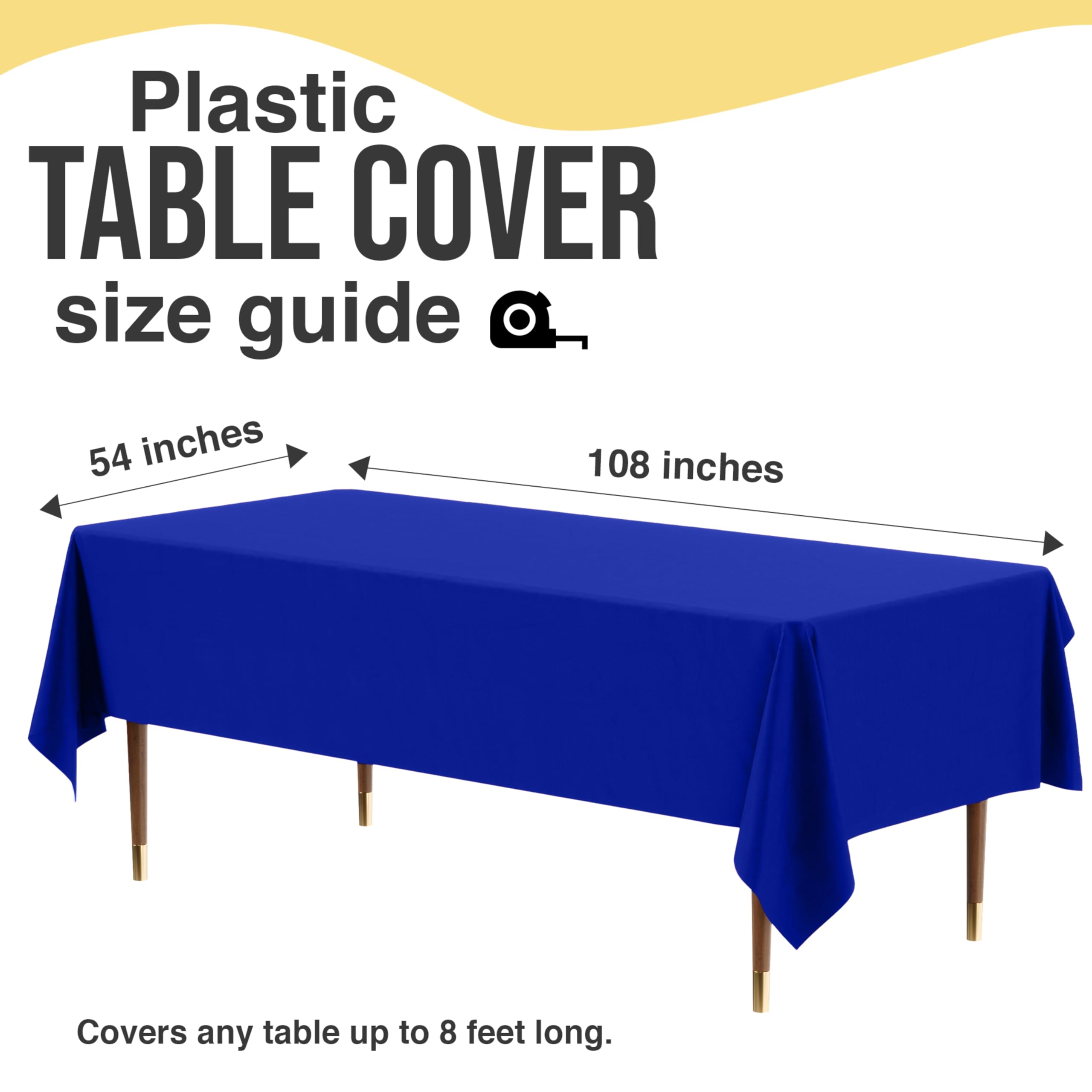 Party Solids 66% Thicker Premium Plastic Table Cloth Rectangle Table Cover 0.5 Mil 6 Pack Dark Blue Table Cloth 54 Inch x 108 Inch Disposable Tablecloth Won't Tear Easily Like Cheap Thin Brands