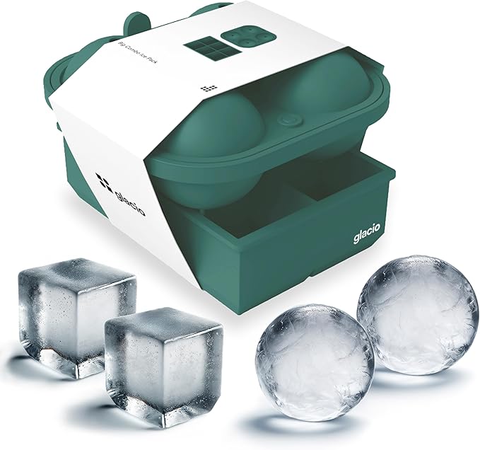 Ball Ice Cube Tray and Big Cube Molds for Whiskey, Slow Melting Set