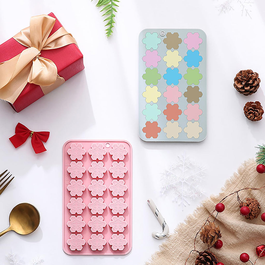 2 Pcs Snowflake Silicone Molds, 18-Cavity 3D Christmas Snowflake Chocolate Silicone Molds for DIY Christmas Winter Jello Candy Cupcake Fondant Baking Polymer Clay Decoration