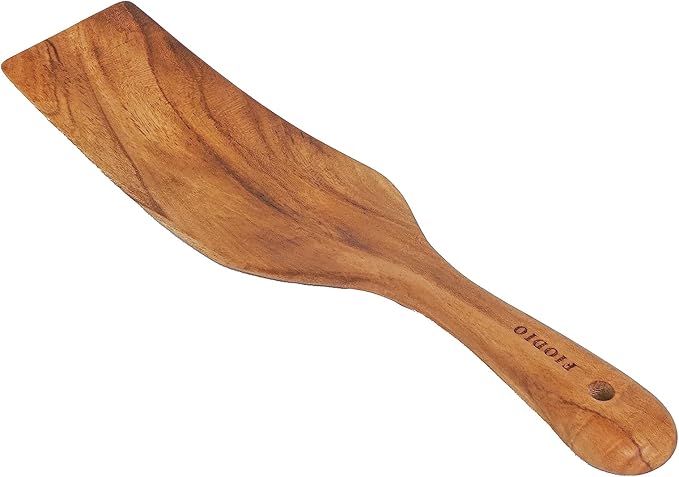 Fiodio Home Teak Wooden Spatula, Spoons & Spurtle for Cooking – Handcrafted, Natural Non-Stick Kitchen Utensils with Comfort Grip & Microfiber Cloth