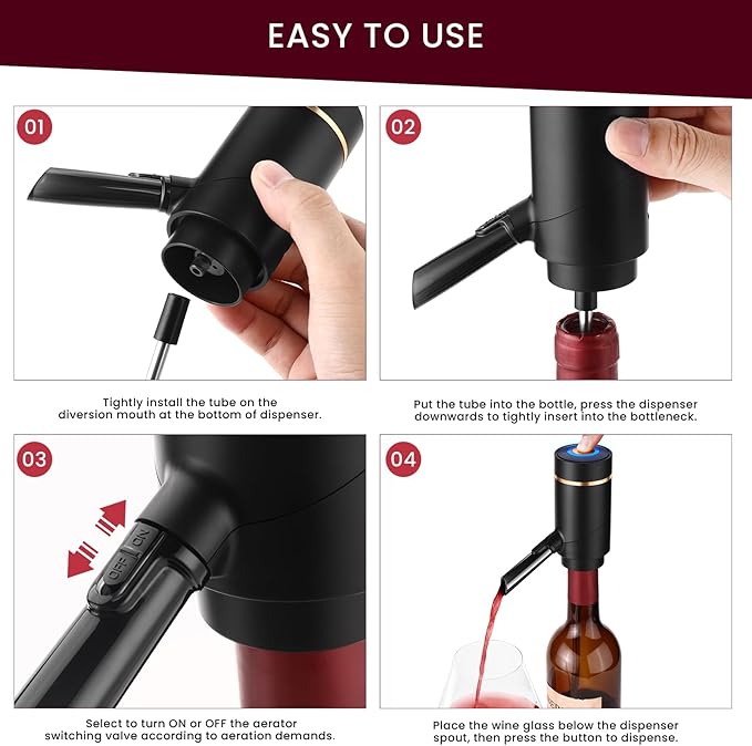 BLUBYEES Electric Wine Aerator and Automatic Wine Dispenser