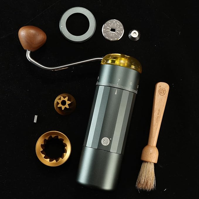 CUFEJORO Manual Coffee Grinder, Z5 Hand Coffee Grinder with 25g Capacity External Adjustable Knob, Manual and Electric Dual Mode grinder, Espresso, Mocha, Pour-over, French Press Green