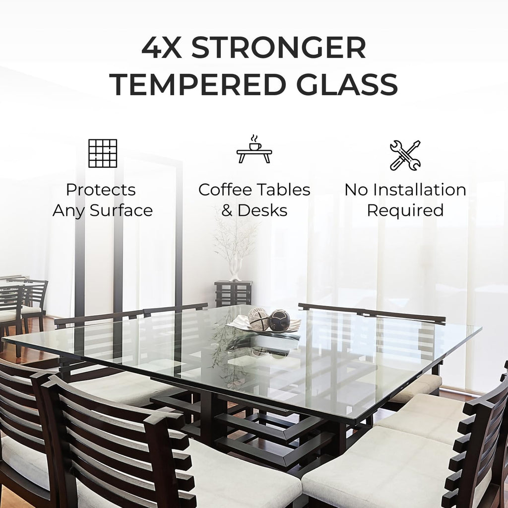 42 x 72" Tempered Glass Table Top with 1/4" Thickness, Flat Polished Edge and Safety Corners Clear Surface Replacement for Dining, Coffee or Office Tables Scratch Resistant by Fab Glass and Mirror