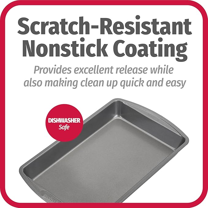 Good Cook Everyday Baking Pan with Scratch-Resistant Metal-Utensil Safe Nonstick, 7 x 11-Inch, Gray