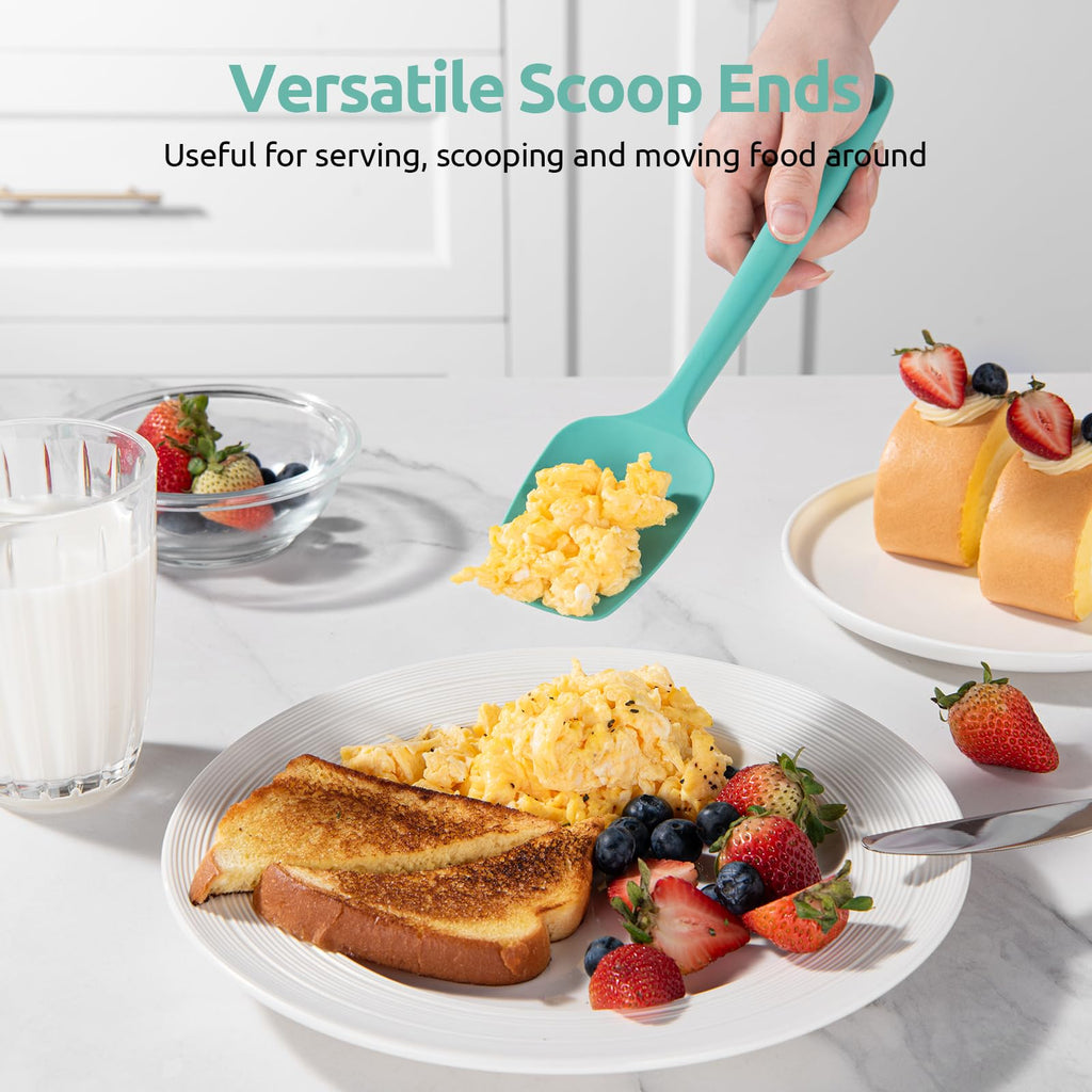 U-Taste Silicone Spoon Spatula Set of 3, 600°F High Heat Temp, Aqua Sky