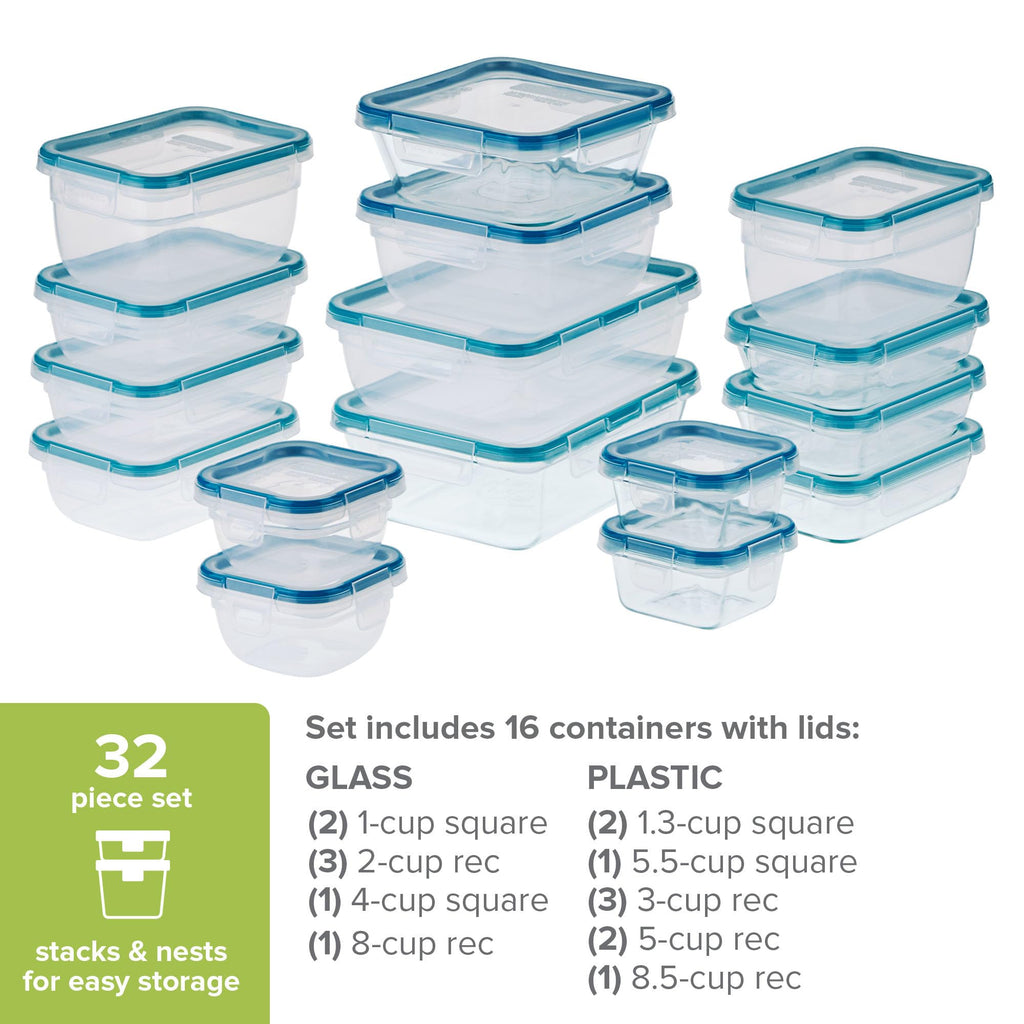Snapware Glass & Plastic Mix Total Solution (16-Pack) Food Storage Set