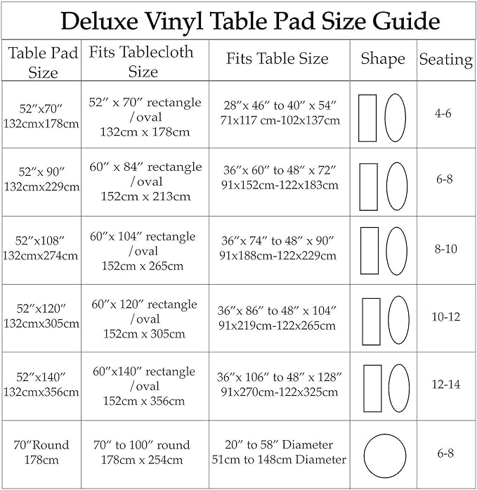 Home Bargains Plus Quilted Heavy Duty Table Pad Protector with Flannel Backing, Cut to Fit, Heat Resistant, Wipe Clean, Protects Table from Spills and Scratches, White, 52” x 90” Rectangle