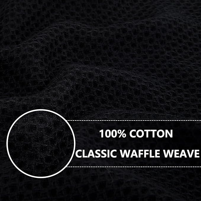 Homaxy 100% Cotton Waffle Weave Kitchen Dish Cloths, Ultra Soft Absorbent Quick Drying Dish Towels, 12 x 12 Inches, 8-Pack, Black