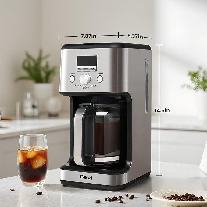 Gevi 14-Cup Drip Coffee Maker, Programmable Timer, 2H Warm, Strong Brew