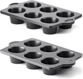 HONGBAKE Nonstick Jumbo Muffin Pan, 2 Pack Large Cupcake Tin with 120pcs Muffin Liners, Cup Cake Tray for Baking, 3.5dia, 6 Cup, Premium, Extra Thick