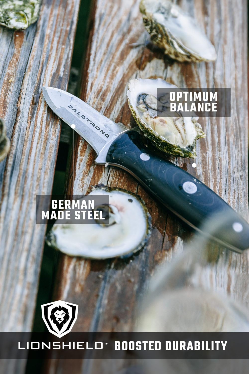 Dalstrong Clam Oyster Knife- 3” Shellfish & Oyster Shucker Clamp Knife - Gladiator Series Elite - Forged HC German Steel - Crab Eating Utensils- G10 Handle - W/Sheath- NSF Certified