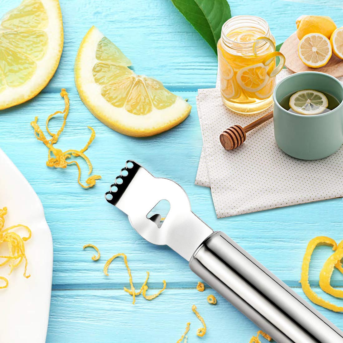 Livtor Stainless Steel Lemon Zester Grater, Lemon zester tool,citrus zester tool for Orange Citrus Peeler with Channel Knife