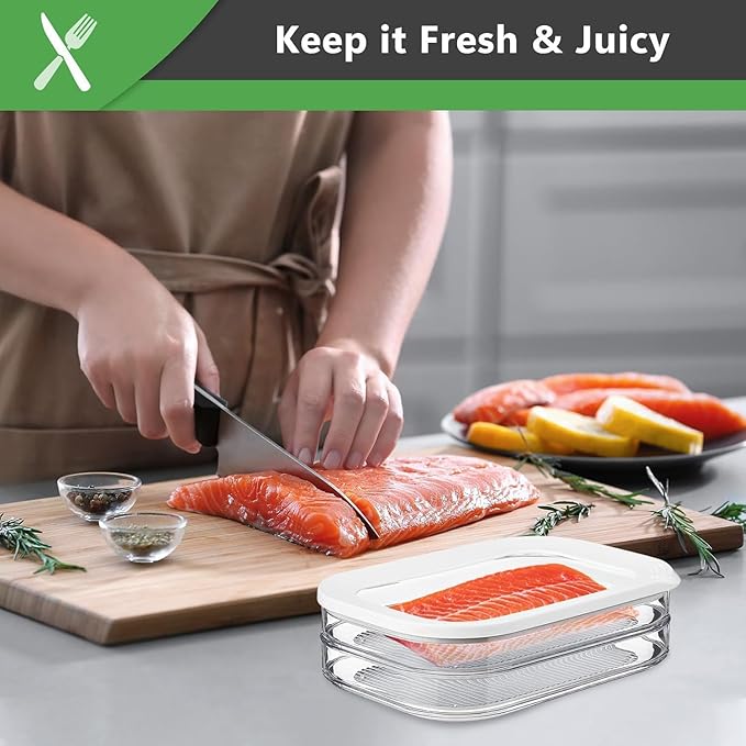 NEEJUM Deli Meat Container for Fridge, Stackable Lunch Meat Container for Refrigerator, Transparent Deli Meats Containers with Lid for Cold Cuts,Salami, Meal Prep Containers, BPA Free, 3pcs