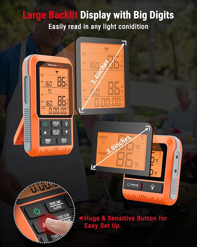TempPro TempSync 500FT Wireless Meat Thermometer for Grilling and Smoking
