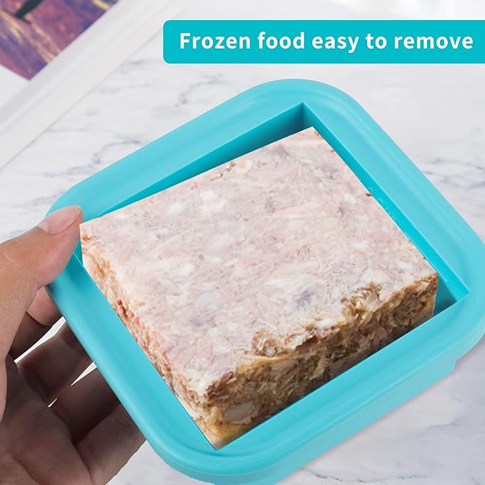 NAKTOW 2 Cup Silicone Freezer Tray with Lid, 2 Pack Large Portion Food Freezing Containers for Soup, Broth, Chili, Sauce & Meal Prep, Steel Reinforced Rim, Easy Release, BPA Free, Dishwasher Safe