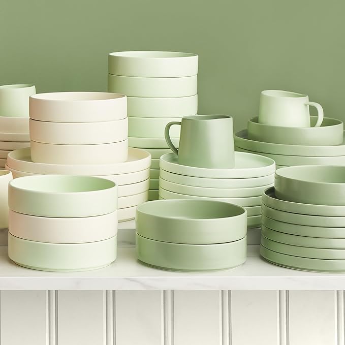 Stone Lain Stella Dinner Plate 6-Piece Set, Round, Porcelain, Lime Green