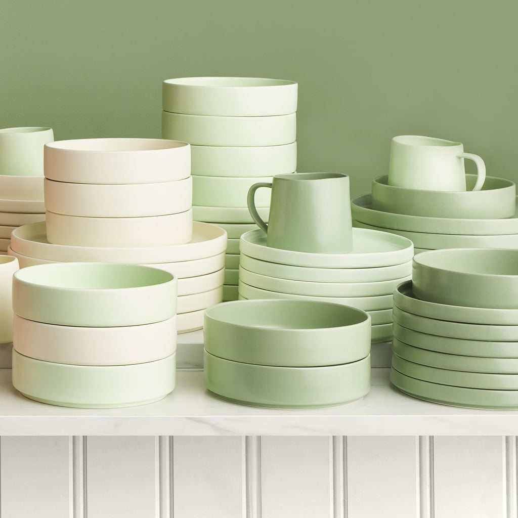 Stone Lain Stella Dinner Plate 6-Piece Set, Round, Porcelain, Honeydew