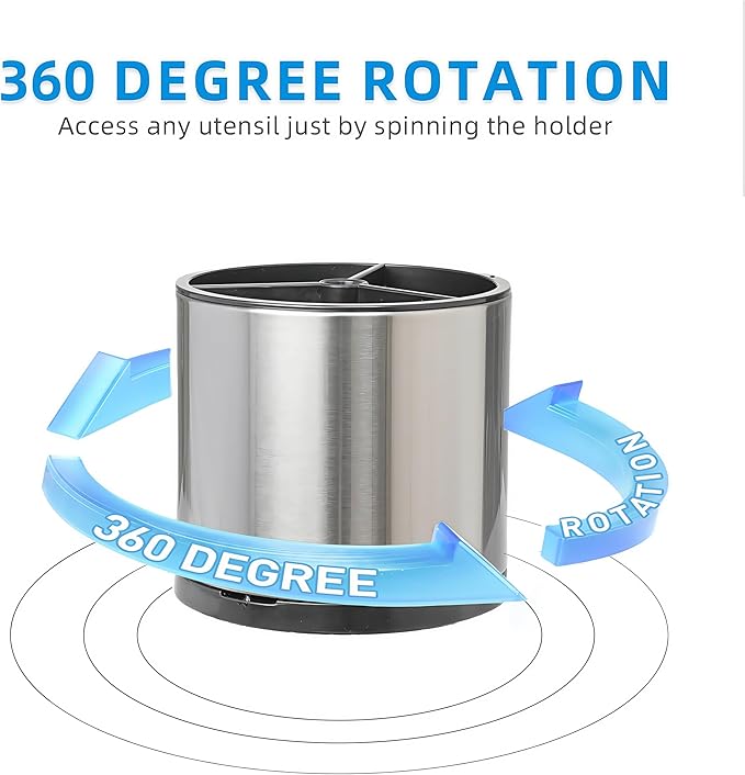 LIBODOUR Utensil Holder, 360°Rotating Kitchen Utensil Holder For Counter