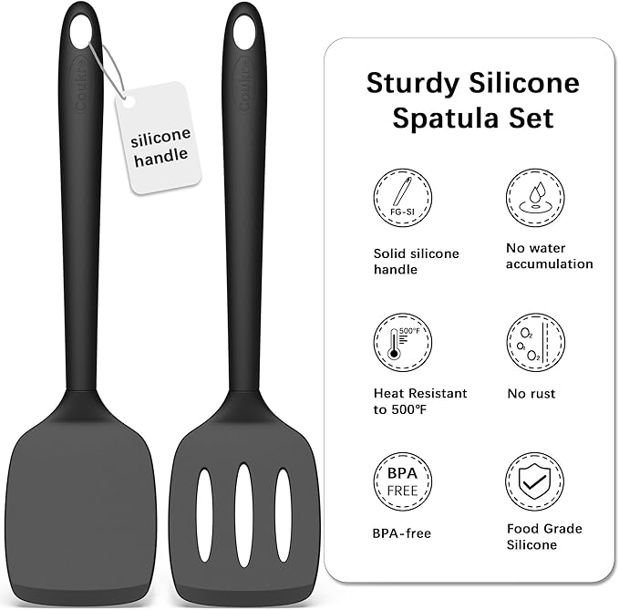 Coukre 2 Pack Silicone Spatula Set,High Heat Resistant, BPA-Free