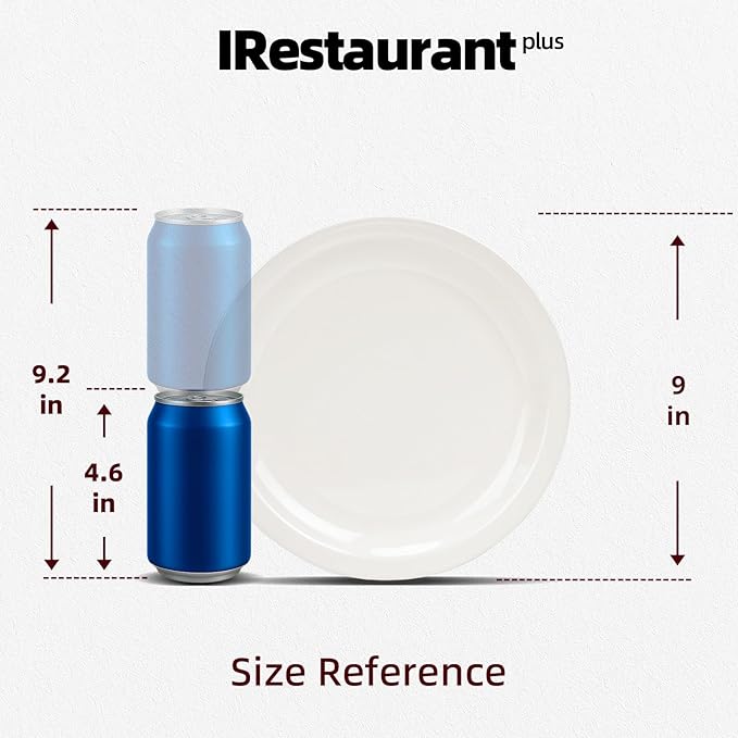 IRESTAURANT PLUS Stoneware Narrow Rim Commercial Grade Dinnerware America White, Plate 9", Case of 24