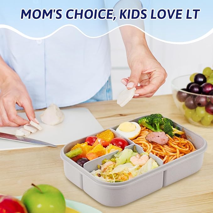 MISS BIG® Bento Lunch Box for Kids, 1150ml, 3 Compartments, Gray