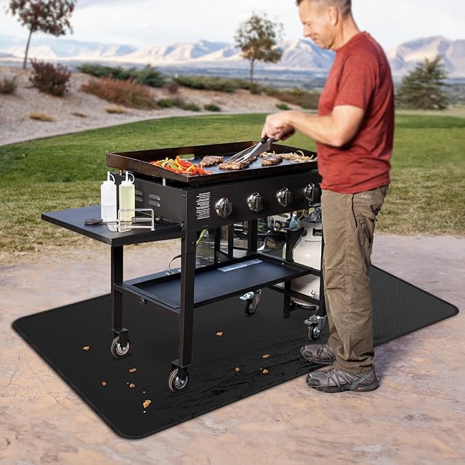 rumlick 48x30 inches Large Under Grill Mats for Blackstone, Double-Sided Fireproof Outdoor Grill Protective Mat, Oilproof Waterproof BBQ Fire Pit Fireplace Mat