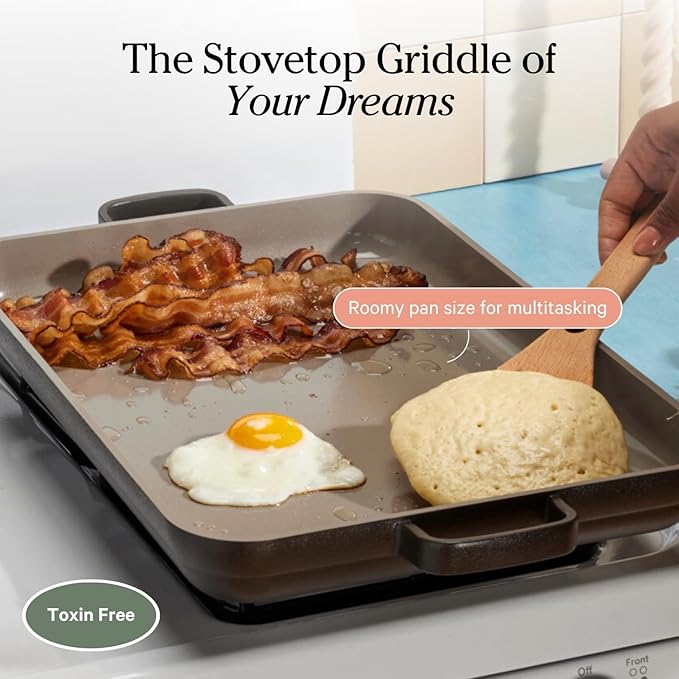 Our Place Griddle Pan | 11.8" (5 Qt) Nonstick Ceramic Griddle Pan for Stovetop & Oven | PFAS-Free, Oven-Safe up to 450°F, Easy-Grip Handles | Sage