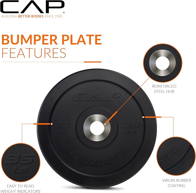 CAP 190lb Pro Olympic Bumper Plate Weight Set