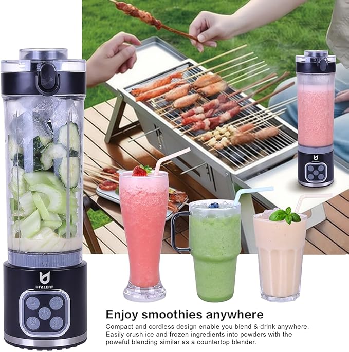 UTALENT Cordless Portable Blender, Ice Crush, 700W Motor, 25oz Cup, 4 Mode
