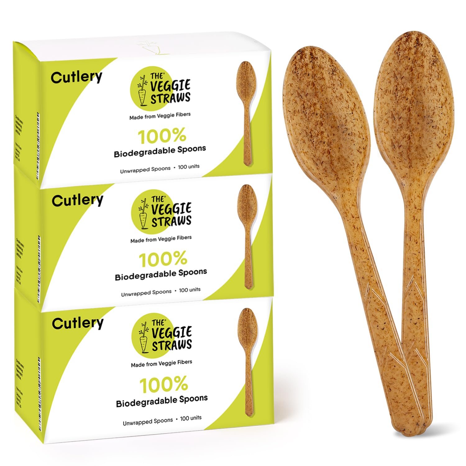 Premium Quality 100% Biodegradable Spoons Made of Vegetable Fibers, 300 PCS of 6.7” Long Heavy-Duty and Splinter Free Eco-Friendly Spoons, Perfect Sustainable Cutlery for All Types of Occasions