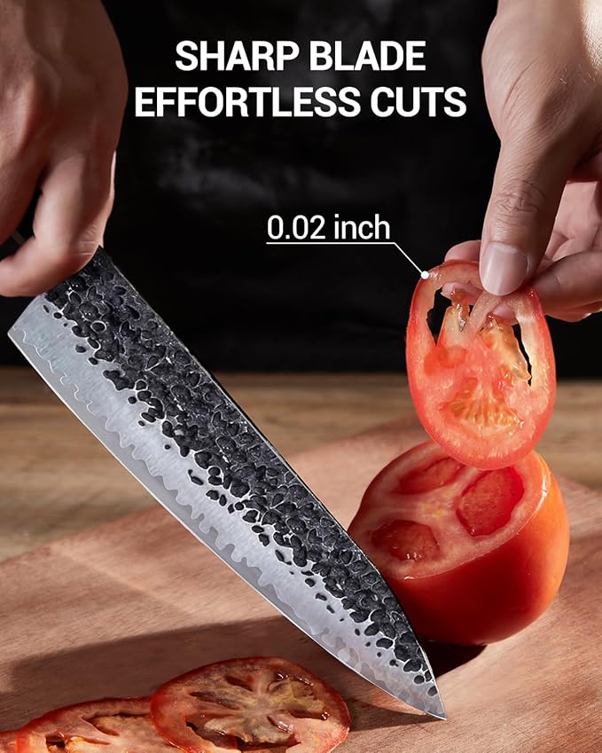 FAMCÜTE 8" Japanese Knife, Hand-Forged Ultra Sharp Chef Knife Gifts for Men