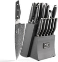 NANFANG BROTHERS 16-Piece Damascus Kitchen Knife Set, Gray Modern Knife Set