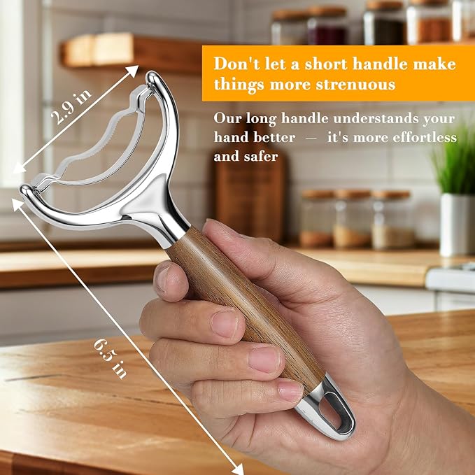 KULUNER Heavy Duty Corn Peeler & Stripper - Merbau Hardwood Handle, Extra Sharp 304 Steel Blade, Ergonomic Design for Arthritis, Seniors, Weak Hands (Merbau)