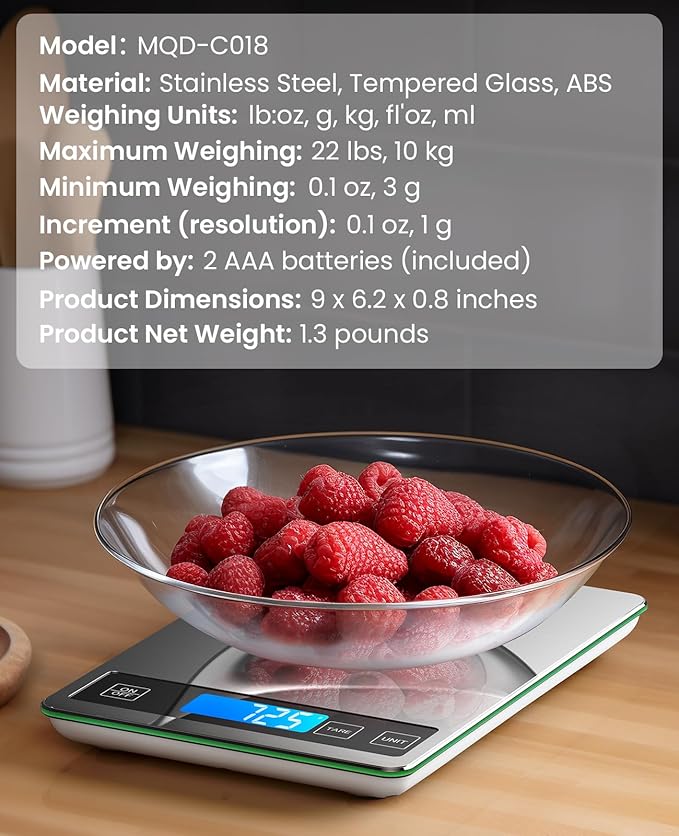 Nicewell Digital Kitchen Food Scale 22lb for Cooking Baking