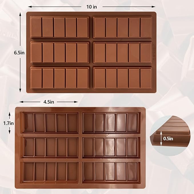 Chocolate Bar Mold Deep, Thick Silicone Dubai Chocolate Bar Molds