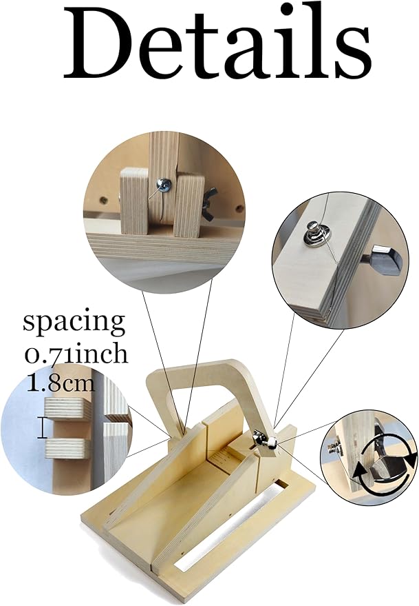 MDPQT Silicone soap molds -Soap Cutting Tool Set Wooden Bamboo (soap cutters for soap making loaf slicer), 001-wushu