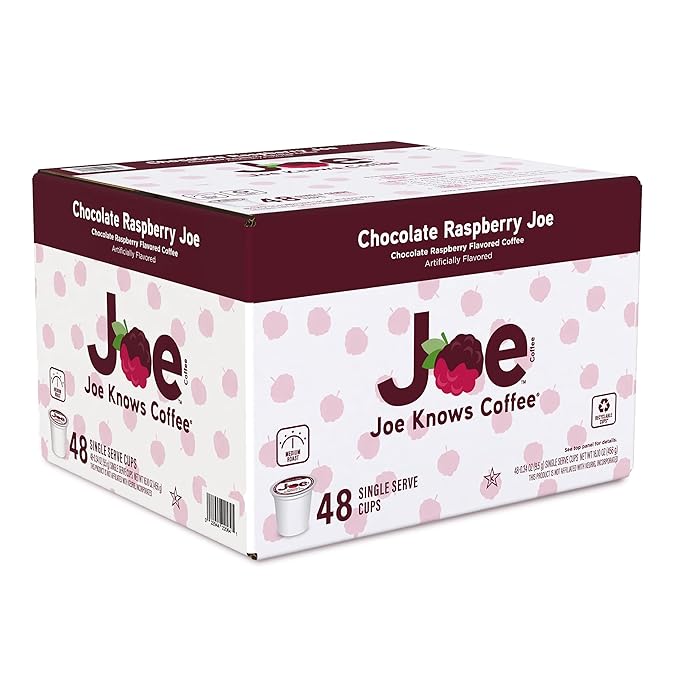 Joe Knows Coffee Chocolate Raspberry Flavored 100% Arabica 48ct Single Serve Cups