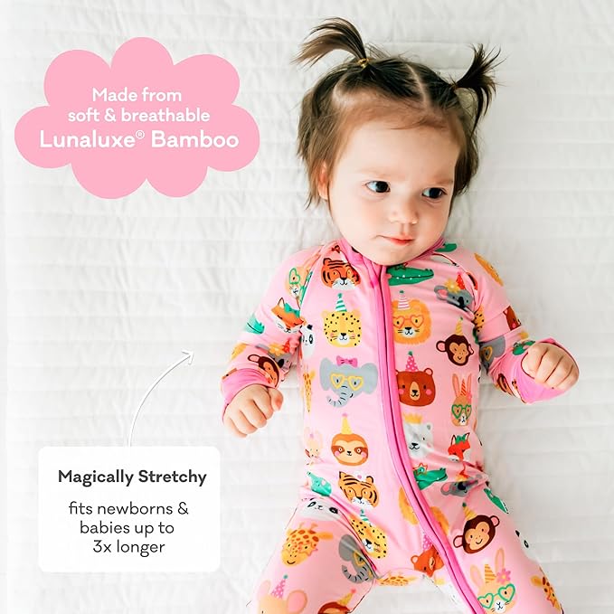 Little Sleepies Baby Pajamas, Pink Party Pals, Preemie
