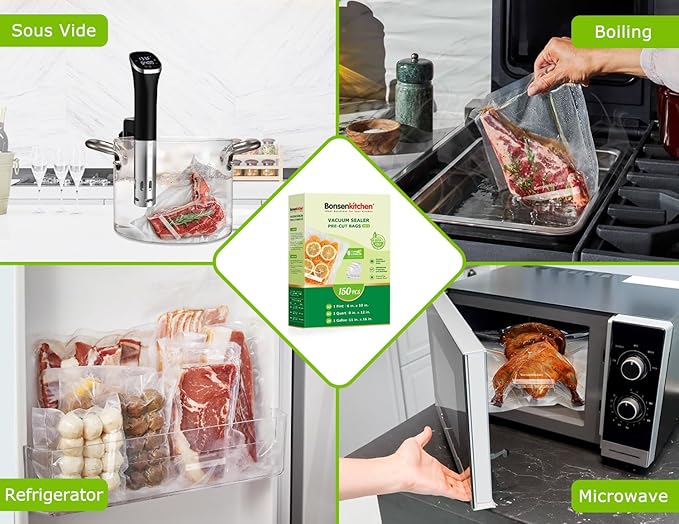 Bonsenkitchen Vacuum Sealer Bags, Commercial Grade, BPA Free