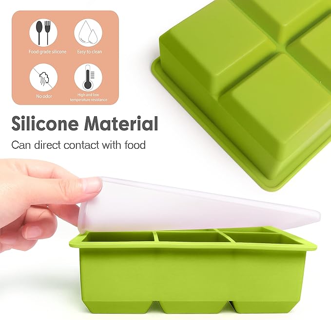 Excnorm Silicone Ice Cube Trays 3 Pack - Large Size Silicone Ice Cube Molds with Leak Proof Removable Lid Square Ice Cube Tray And BPA Free for Cocktail,Whiskey, Stackable Flexible Ice