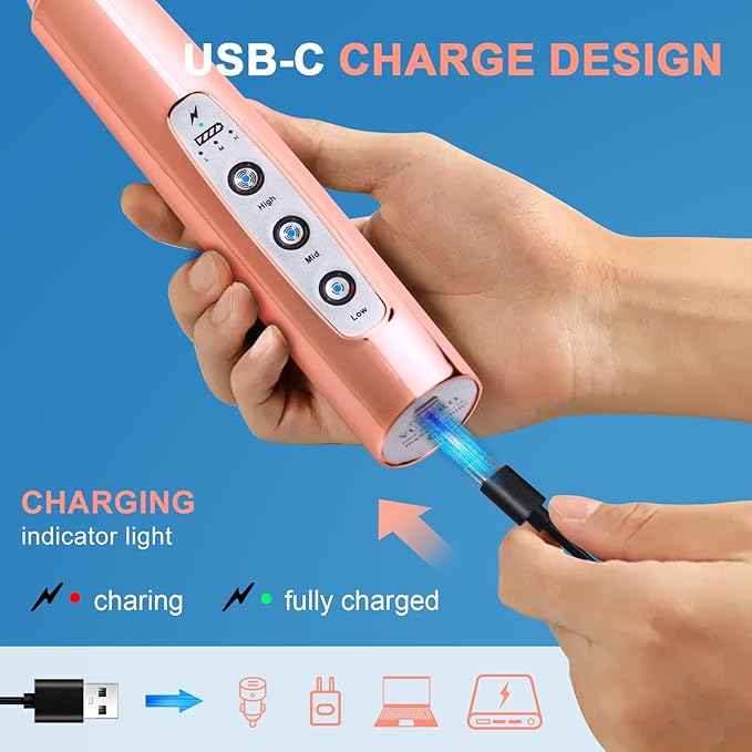 YUSWKO Handheld Milk Frother Wand for Coffee, Rechargeable Electric Whisk with 3 Heads 3 Speeds Drink Mixer Coffee Frother For Latte, Cappuccino, Hot Chocolate, Egg, Rose Gold with Holder