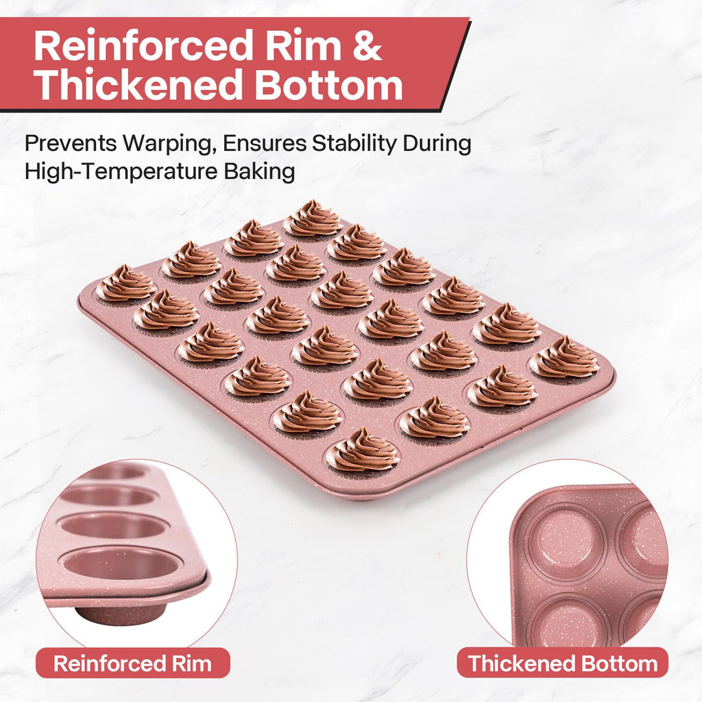 Spmarkt 2-Pack Healthy Baking Cupcake Pan| Non Stick 12-Cup Muffin Pan | Durable & Easy Clean Muffin Tin | Perfect for Cupcakes, Muffins (Beige)