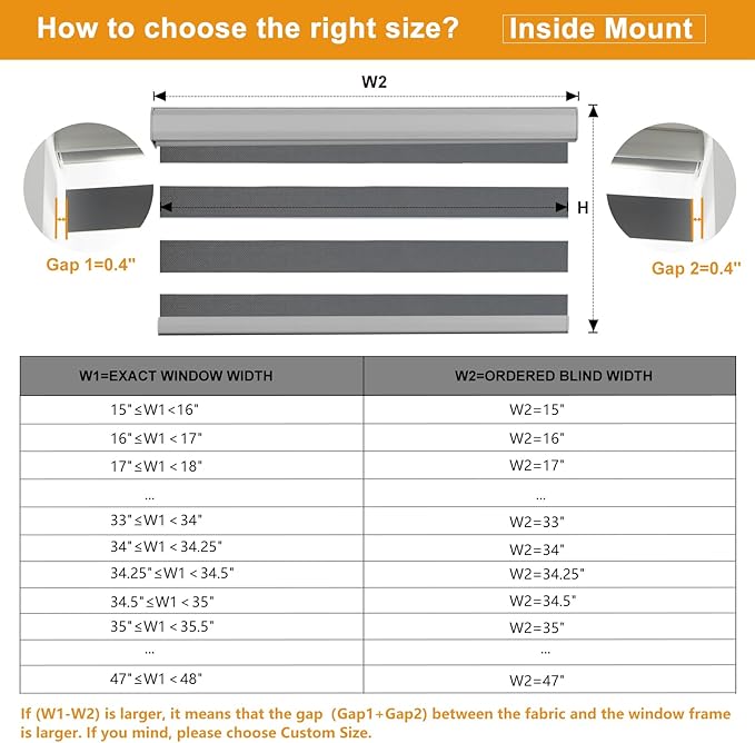Persilux Cordless Zebra Blinds for Windows Free-Stop Roller Windows Shades (34" W X 72" H, Grey) Dual Layer Light Control for Day and Night, Light Filtering Sheer Shades for Home, Easy to Install