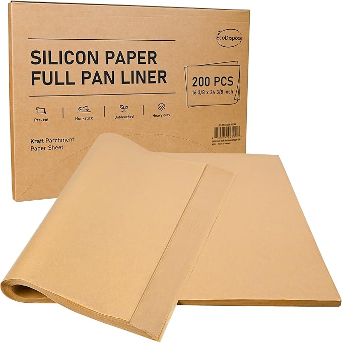EcoDispose 200 Pcs Non-Stick Parchment Paper Baking Sheets 16-3/8"x24-3/8"