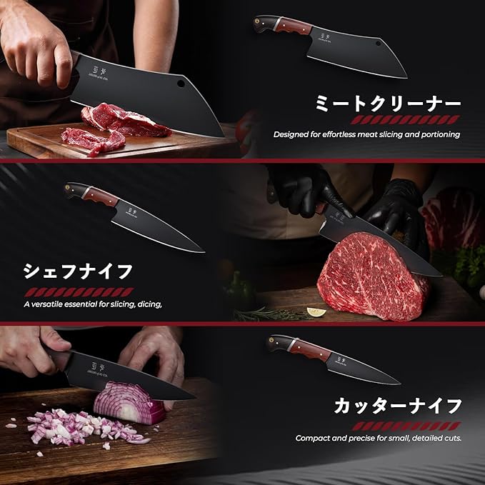 DRGSKL Japanese Chef Knife Set - 3PCS Kitchen Utility Knife Set for Cooking
