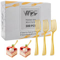 WDF Disposable Plastic Mini Forks 300 Pieces 4 Inches | Mini Gold Forks | Plastic Dessert Forks | Perfect for Small Appetizers and Desserts for Wedding/Party/Birthday